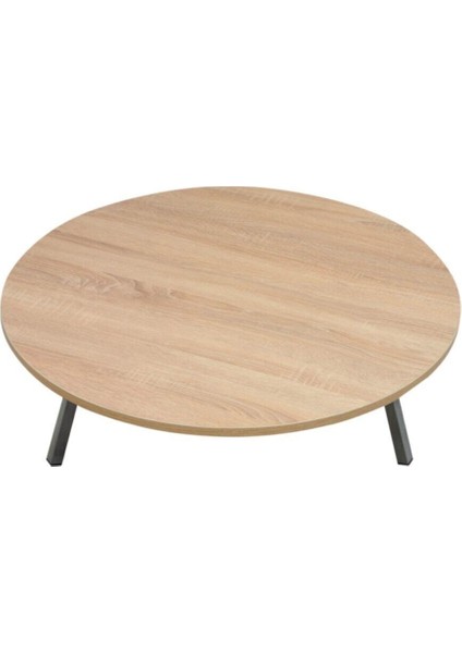 98 cm Çapında, 21 cm Yüksekliğinde, Kayın Renkli Katlanır Metal Ayaklı Yuvarlak Klasik Tasarım Yer Sofrası fırsatları