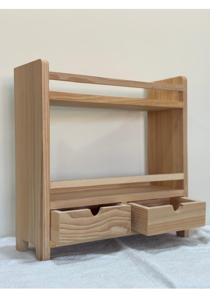 Ahşap Tezgah Üstü 2 Çekmeceli Baharatlık