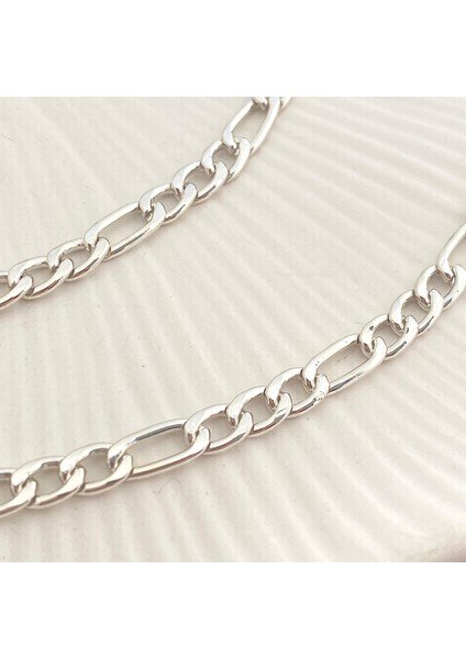 Figaro Unisex Kolye Pirinç Kolye Gümüş 4 mm 60+5 cm fiyatları