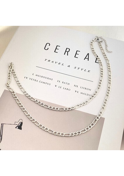 Figaro Unisex Kolye Pirinç Kolye Gümüş 4 mm 60+5 cm modelleri