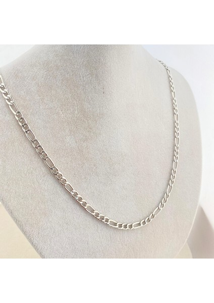 Figaro Unisex Kolye Pirinç Kolye Gümüş 4 mm 60+5 cm fırsatları