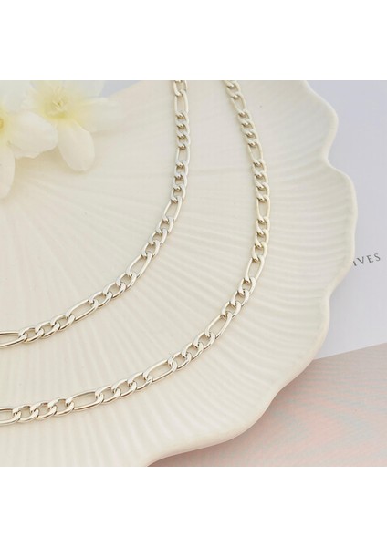 Figaro Unisex Kolye Pirinç Kolye Gümüş 4 mm 60+5 cm indirimleri