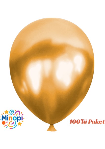 Altın Balon Desensiz Renkli Balon Metalik Balon Normal Ebat 100'LÜ Paket