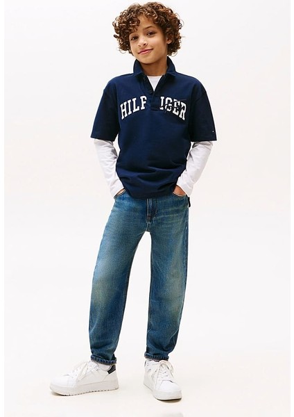 Erkek Çocuk Rahat Kesim Eskitme Görünümlü Jean Pantolon - Mavi fiyatları