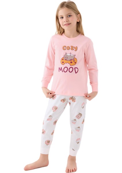 Kız Çocuk Pembe Uzun Kollu Pijama Takımı 3467-2