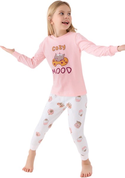 Kız Çocuk Pembe Uzun Kollu Pijama Takımı 3467-2 fiyatları