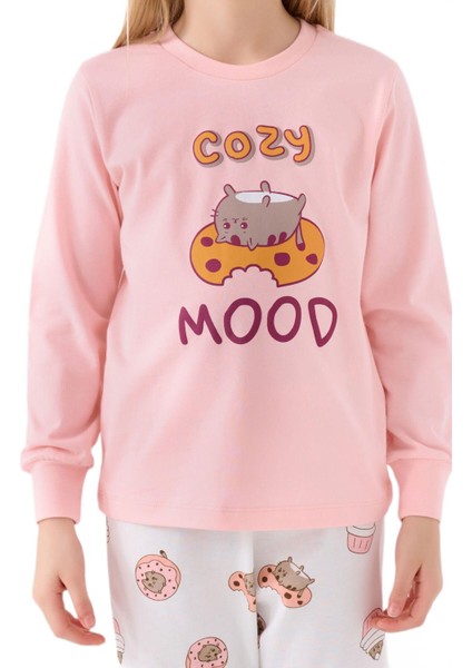 Kız Çocuk Pembe Uzun Kollu Pijama Takımı 3467-2 modelleri