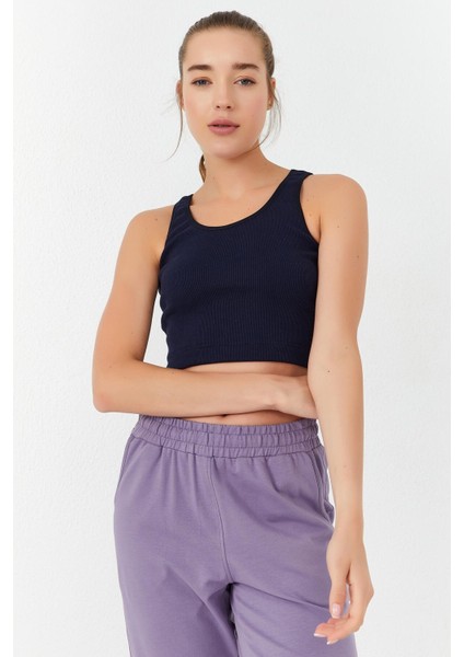 Indigo Basic Sıfır Kol Dar Kalıp U Yaka Kadın Crop Top Atlet - 97160 fiyatları