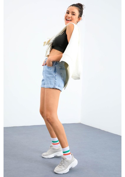 Haki Basic Sıfır Kol Dar Kalıp U Yaka Kadın Crop Top Atlet - 97162 fırsatları