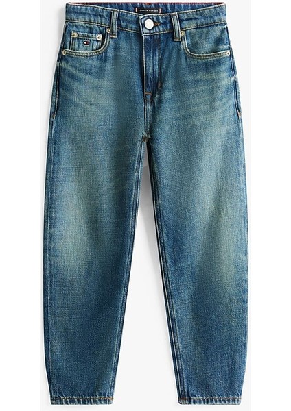 Erkek Çocuk Rahat Kesim Eskitme Görünümlü Jean Pantolon - Mavi indirimleri