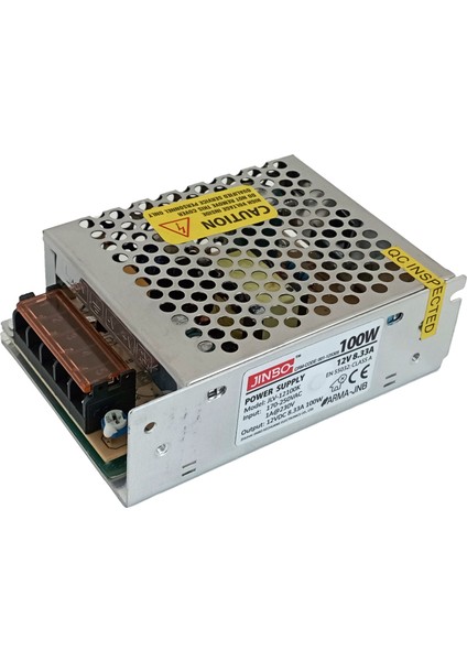 100W 12V 8.33A IP20 Metal Kasa Iç Mekan Şerit LED Trafo – 3 Yıl Garanti (JLV-12100K)