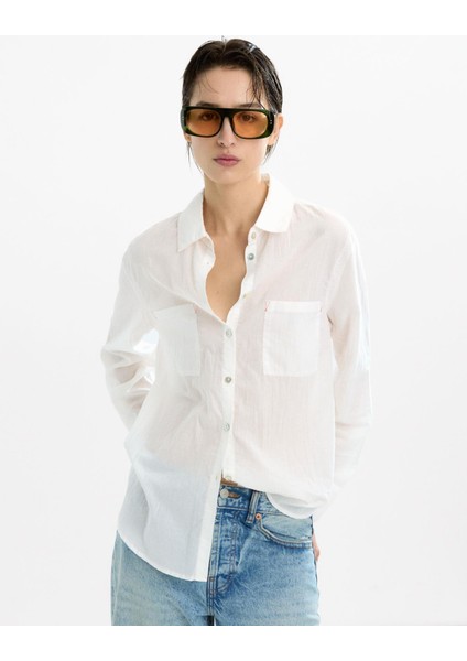Yarı Transparan %100 Pamuk Gömlek