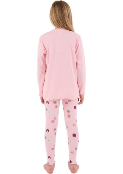 Kız Çocuk Pembe Uzun Kollu Pijama Takımı 3700-2 indirimleri