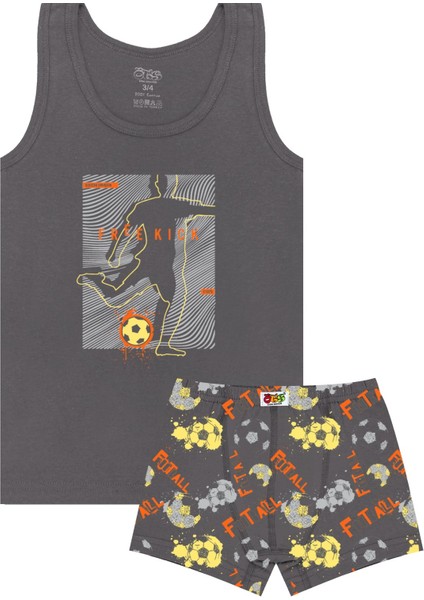Erkek Çocuk Atlet Boxer Likralı Gri Freekick (%96 Pamuk - %4 Elastan)