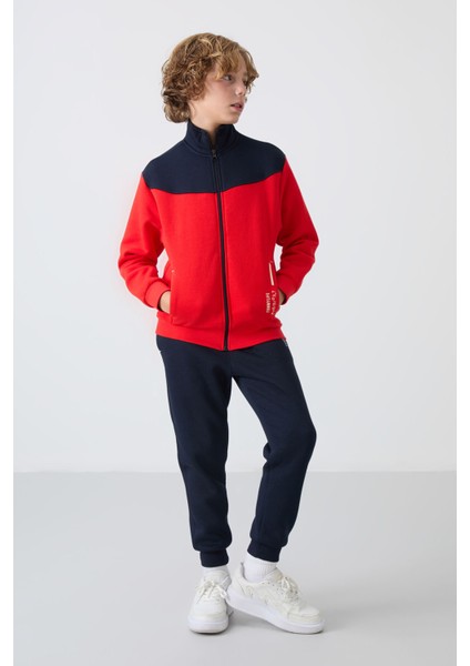 Fiesta-Lacivert Pamuklu Kalın Içi Tüylü Yumuşak Dokulu Standart Fit Nakışlı Erkek Çocuk eşofman takım - 11240 fiyatları