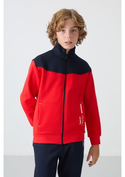 Fiesta-Lacivert Pamuklu Kalın Içi Tüylü Yumuşak Dokulu Standart Fit Nakışlı Erkek Çocuk eşofman takım - 11240 modelleri