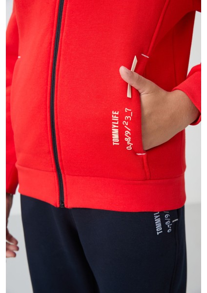 Fiesta-Lacivert Pamuklu Kalın Içi Tüylü Yumuşak Dokulu Standart Fit Nakışlı Erkek Çocuk eşofman takım - 11240 indirimleri