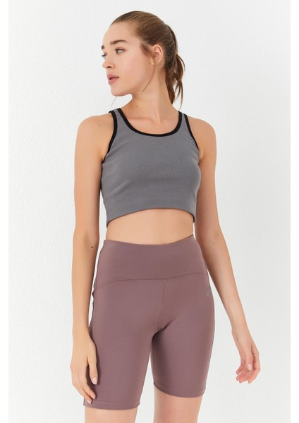 Çağla Basic Sıfır Kol Dar Kalıp U Yaka Kadın Crop Top Atlet - 97162 modelleri