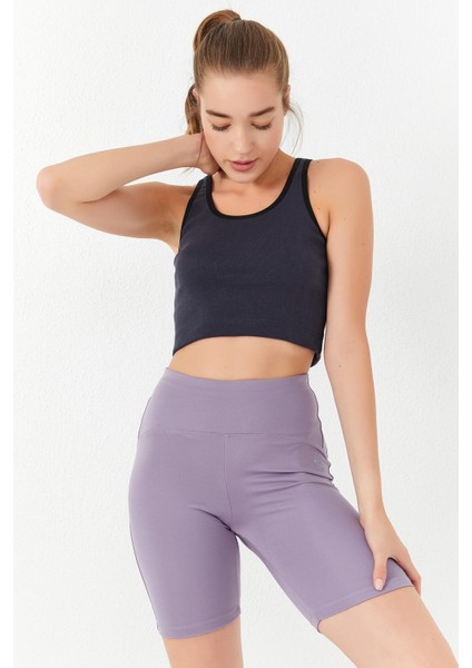 Antrasit Basic Sıfır Kol Dar Kalıp U Yaka Kadın Crop Top Atlet - 97162 indirimleri
