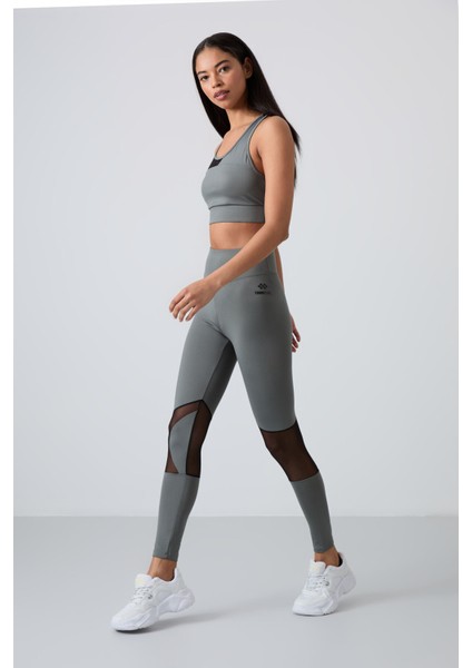 Haki Esnek Standart Fit Performans Kadın Tayt Takım - 95331