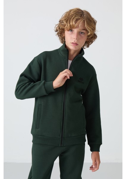Çam Yeşil Pamuklu Kalın Içi Tüylü Yumuşak Dokulu Standart Fit Nakışlı Erkek Çocuk eşofman takım - 11256 fiyatları
