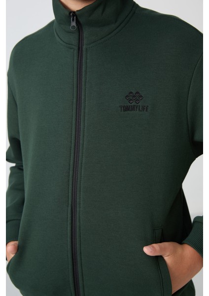 Çam Yeşil Pamuklu Kalın Içi Tüylü Yumuşak Dokulu Standart Fit Nakışlı Erkek Çocuk eşofman takım - 11256 indirimleri