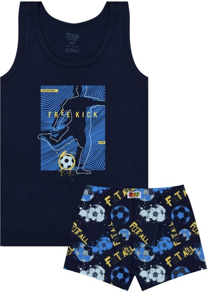 Erkek Çocuk Atlet Boxer Likralı Lacivert Freekick (%96 Pamuk - %4 Elastan)