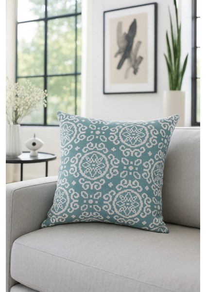 Duck Damask Kırlent Kılıfı Turkuaz 40X40