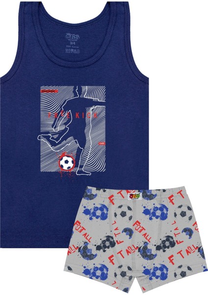 Erkek Çocuk Atlet Boxer Likralı Mavi Freekick (%96 Pamuk - %4 Elastan)