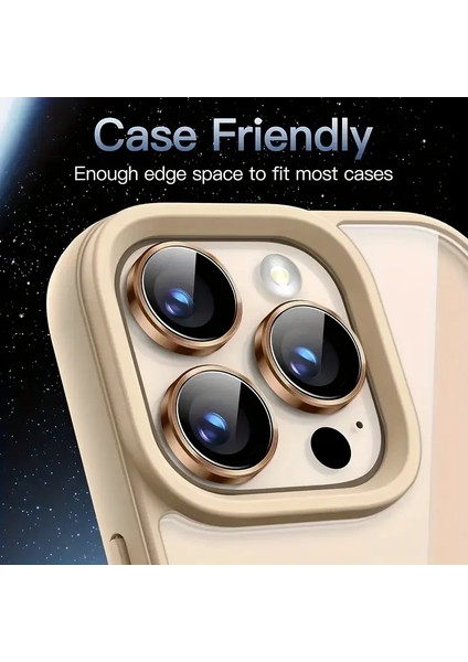 iPhone 16 Pro Kamera Koruyucu Çöl Safir | 9h Temperli Cam, Metal Lens Ring, Ultra Hd, Çizilmez & Parlamaz