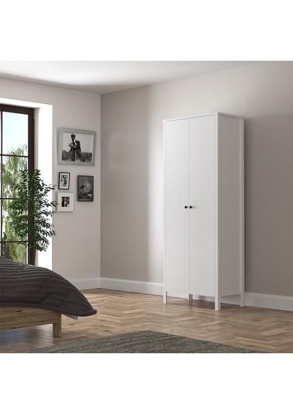 Hunerika Parma 2 Kapak Boy Dolabı -Wood Beyaz-Minifiks Bağlantı