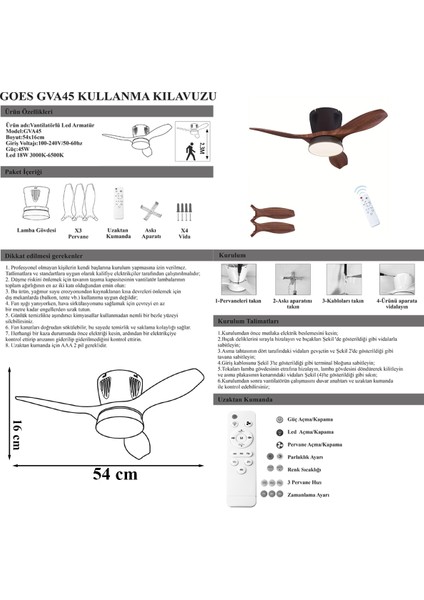 Modern LED Işıklı Tavan Vantilatörü 3 Renk Işık 3 Kademe Hız Sessiz Beyaz Gövde Koyu Ceviz Kanat Avize fırsatları