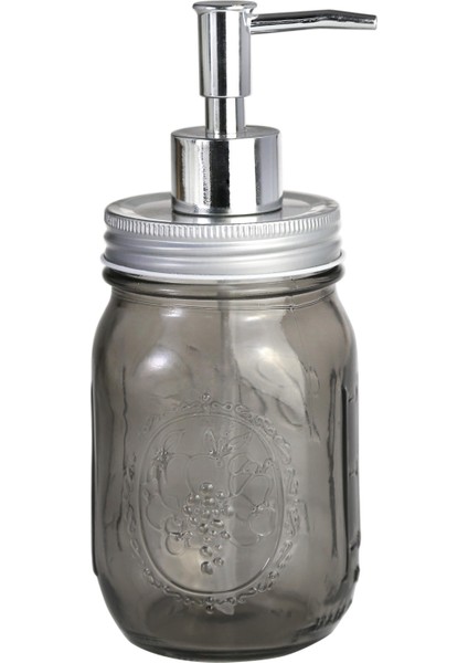 2 Adet Cam Sıvı Sabunluk,çiçek Desenli Gri 8X8X10CM 420ML modelleri