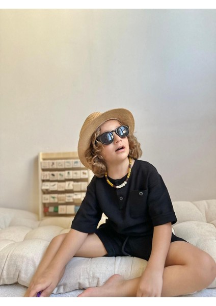 Keten Kumaş Şortlu Erkek Çocuk Takım modelleri