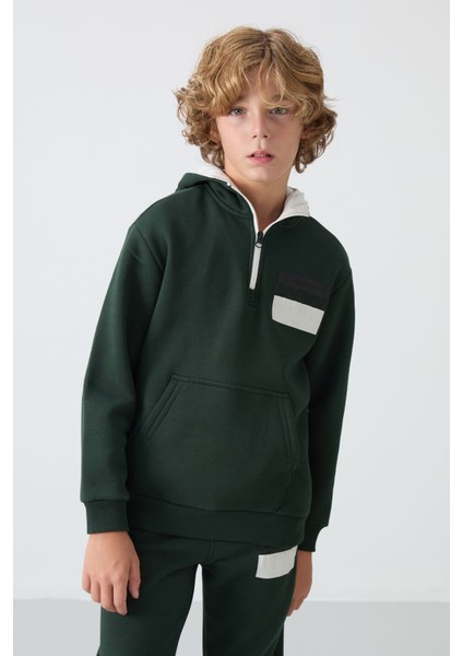 Çam Yeşil Pamuklu Kalın Içi Tüylü Yumuşak Dokulu Standart Fit Baskılı Erkek Çocuk eşofman takım - 11246 fiyatları