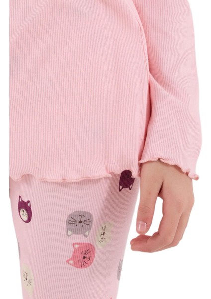 Kız Çocuk Pembe Uzun Kollu Pijama Takımı 3700-2 fırsatları