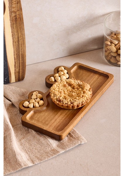 Akasya Kalp Detay Sunum Tabağı 25X14 cm