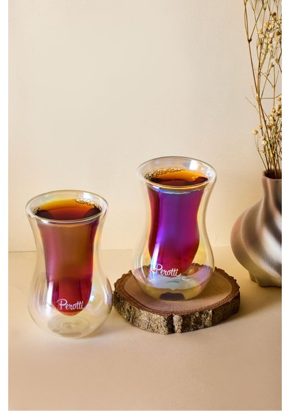 Colors 2'li Isıya Dayanıklı Çift Cidarlı Cam Çay Bardağı 150 ml