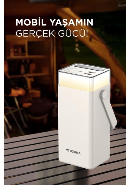 TRM-1041 Beyaz 40000 Mah Type-C + Lightning + USB Taşınabilir 22,5 W Hızlı Şarj Dijital Göstergeli Rgb LED Işıklı Powerbank fiyatları
