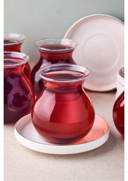 Kanlıca Gold 12 Parça 6 Kişilik Cam Çay Seti 210 ml modelleri