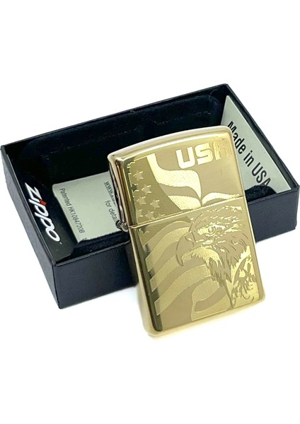 Amerikan Kartalı ve Bayrak Dizayn High Polish Brass Dizayn Çakmak fiyatları