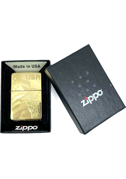 Amerikan Kartalı ve Bayrak Dizayn High Polish Brass Dizayn Çakmak fırsatları