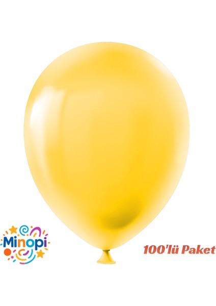 Sarı Balon Desensiz Renkli Lateks Balon Normal Ebat 100'LÜ Paket