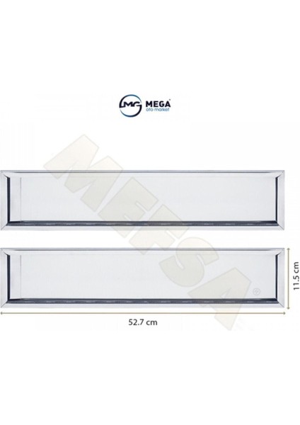 Paslanmaz Çelik Plakalık 52.7x11.5 cm - 2 Adet Gümüş Renk, Çoğu Araçla Uyumlu, Kolay Montaj indirimleri