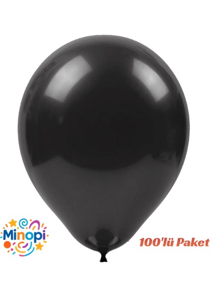 Siyah Balon Desensiz Renkli Lateks Balon Normal Ebat 100'LÜ Paket