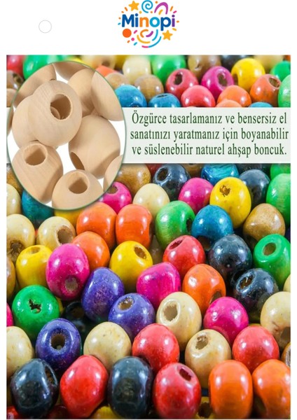 Renkli Ahşap Boncuk 8 mm 100 Adet Tahta Boncuk El Işi Okul Öncesi Kreş Anasınıfı Proje Tasarım fiyatları