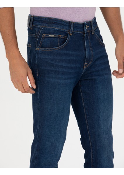 Erkek Lacivert Slim Fit Jean Pantolon 50278200-VR033 indirimleri