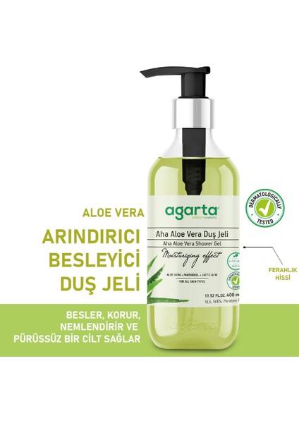 Doğal Aloe Vera Duş Jeli - 400 ml, Ferahlatıcı ve Temiz Koku, Derinlemesine Nemlendirme, Yatıştırıcı Etki, Paraben ve Alkol İçermez, Vegan fiyatları