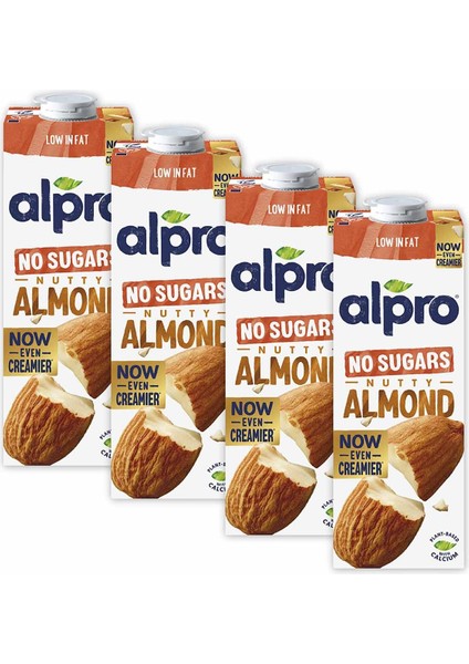 Badem Sütü 4x1 lt Şekersiz Vegan Laktozsuz Belçika Üretimi Bitkisel İçecek