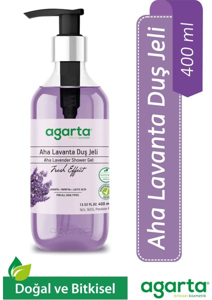 Doğal AHA Lavanta Duş Jeli - 400 ml, Yoğun Nemlendirici ve Pürüzsüzleştirici Etki ile Ferahlatıcı Lavanta Aroması fiyatları